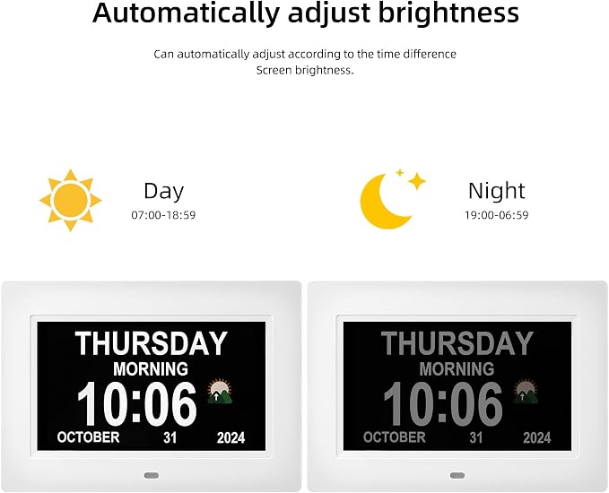 Dementia clock for seniors, 3 main interfaces, automatic dimming, digital - Image 4