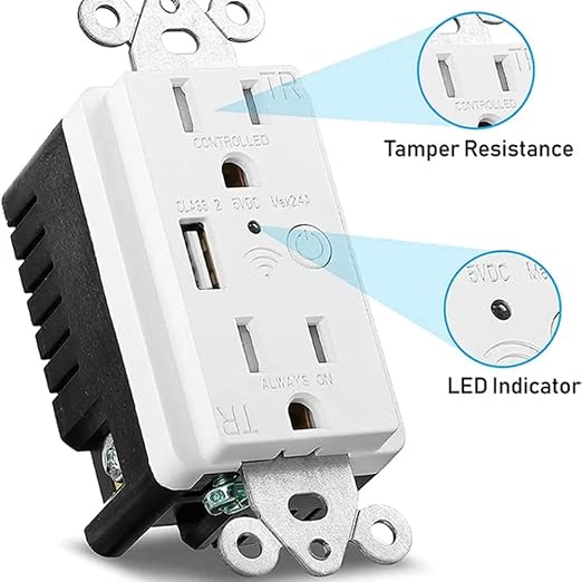 Zigbee Wall outlet with USB | One Controlled | One Always On | Compatibile with - Image 6