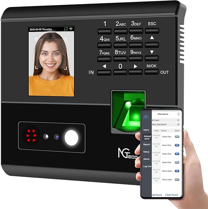 NGTeco Time Clock for Small Business, 4-in-1 Employee Attendance Machine by NGTeco