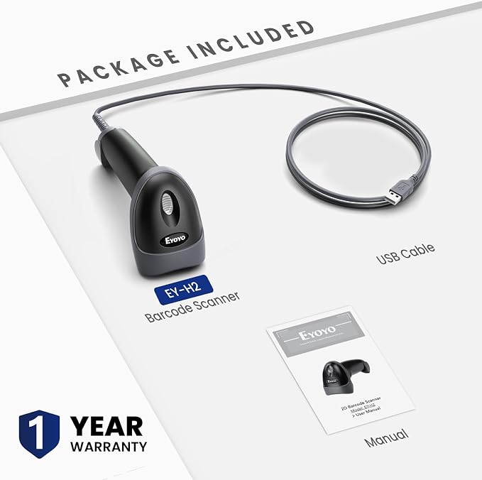 Eyoyo USB 2D Handheld Barcode Scanner, PDF417 Data Matrix Bar Code Reader - Image 9