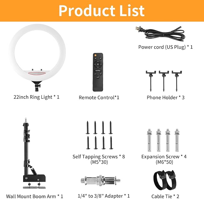 SITTO 22 Inch Ring Light with Remote Control, 43 Inch Wall Mounted Triangle - Image 2