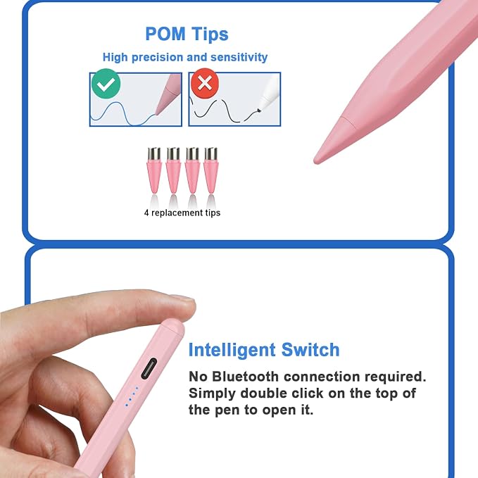 Stylus Pens for Touch Screens Power-Display Tablet Pen POM Tip Magnetic Digital - Image 6