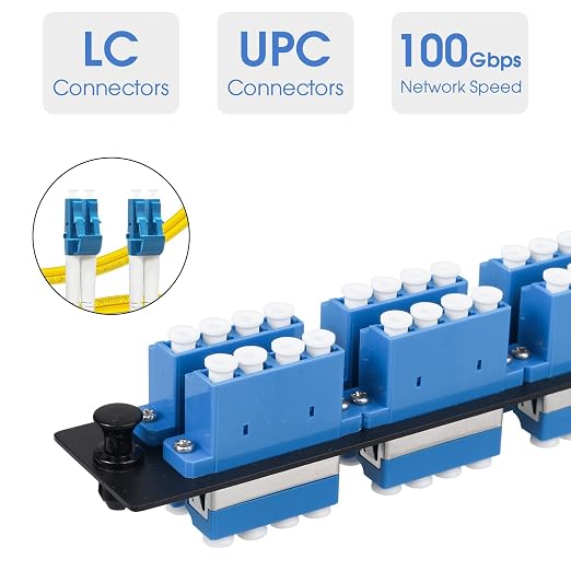LC/UPC Fiber Patch Panel, 6 Singlemode Blue 4 Channels LC Adapters, 24 Fiber - Image 2