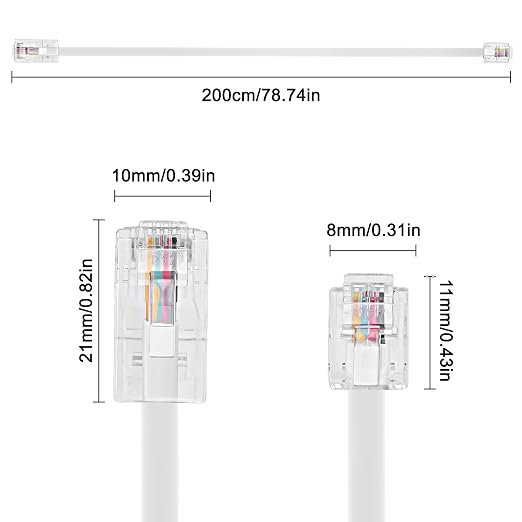 XMSJSIY RJ11 to RJ45 Phone Cable RJ11 Phone to RJ45 Ethernet Modem Data - Image 2