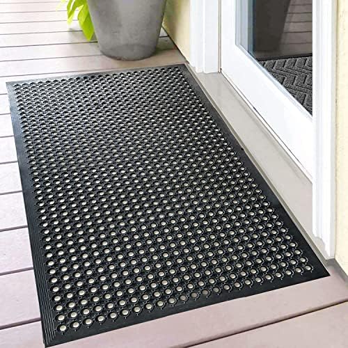 Uniboho Door Mat Outside Entrance Rubber Floor Mat 35x24 Anti Slip by Uniboho