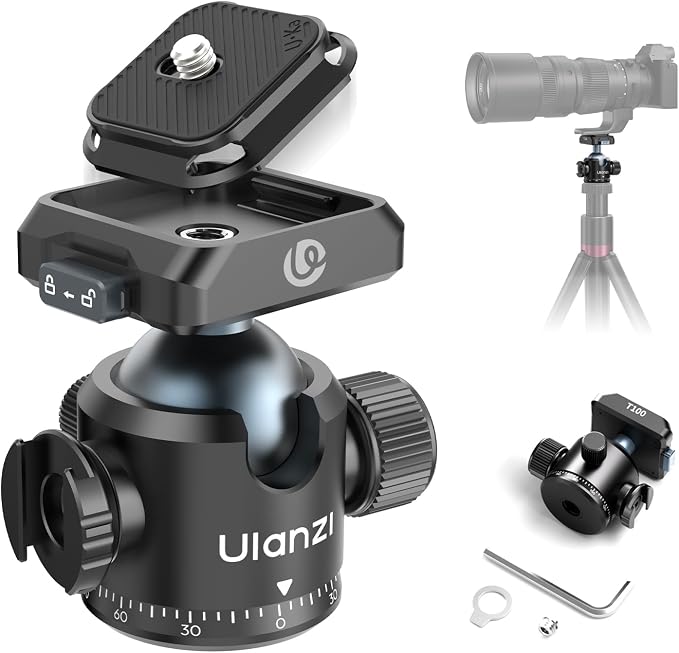 Ulanzi T100 Ball Head, Tripod Ball Head Mount 1/4 & 3/8 inch by ulanzi