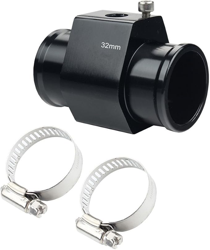 Dewhel Aluminum Black Water Temp Meter Temperature Gauge Joint Pipe Radiator - Image 2