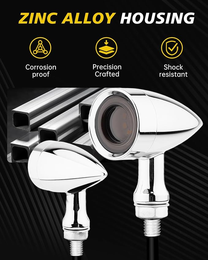 TSUNG Universal Motorcycle LED Turn Signals Lights Small Bullet Front Rear - Image 6
