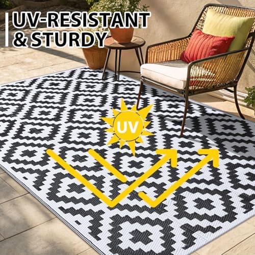 Smiry Outdoor Rug 8x10 ft Waterproof Reversible Boho Mat - Image 5