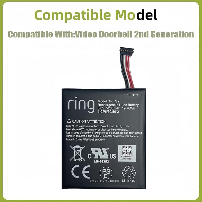 Ring S2 Rechargeable Battery Compatible - Image 2