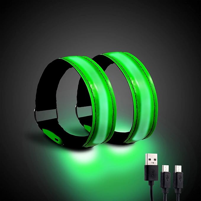 2 Pack Rechargeable LED Reflective Armband, High Brightness High Visibility by OMKHE