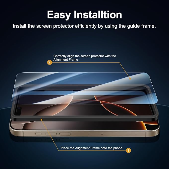 NEW'C 3x for iPhone 16 Pro Max Screen Protector+ 3x Camera Lens Protector - Image 3