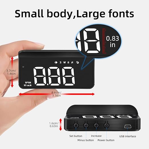 AZIJYV Heads Up Display for Cars, Windshield Speedometer Projector HUD M1white - Image 8