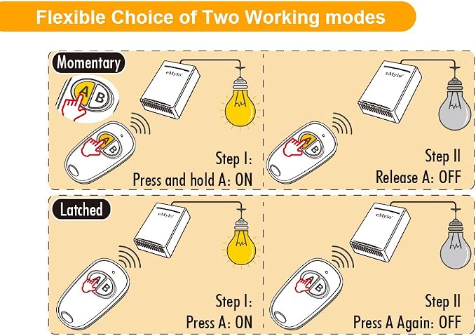 eMylo DC 12V 2CH RF Relay Smart Wireless Remote Control Light Switch Garage - Image 8