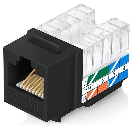 Everest 90° Angled RJ45 Cat6 Keystone Jacks 50-Pack in Black by EverestMediaSolutions