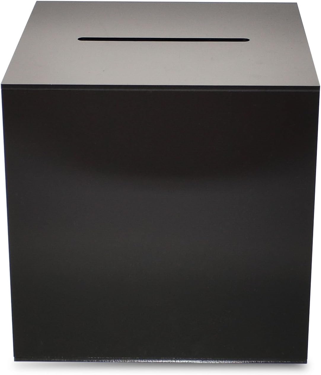 Source One Premium Acrylic Cube Donation Box with Deluxe Rear Open Door and Cam Lock Suggestion Box (6 Inch, Black)