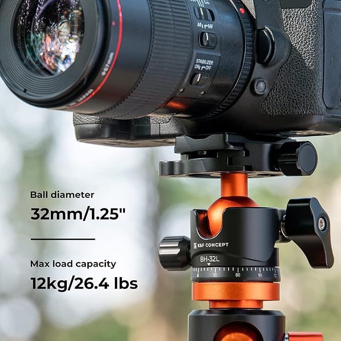 K&F CONCEPT 32mm Metal Tripod Ball Head 360 Degree Rotating Panoramic - Image 3