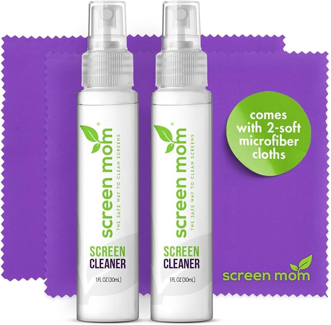 Screen Cleaner Spray and Microfiber Cloths 2-Pack by Screen Mom-Screen Cleaner by ScreenMom