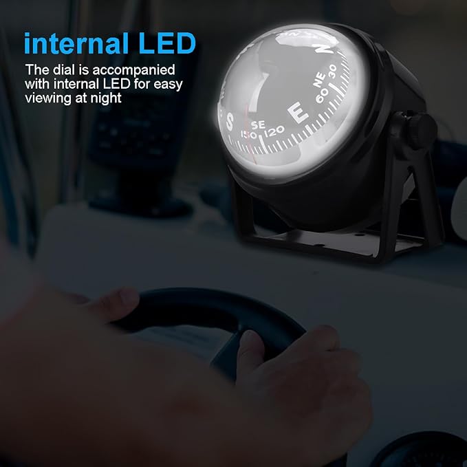 VGEBY Marine Navigation Compass, High Precision LED Marine Digital Car Mount - Image 4