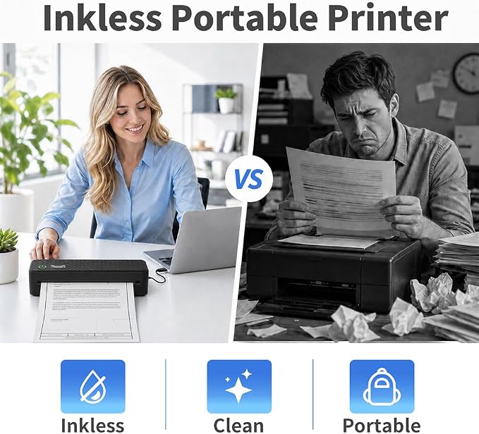 Portable Thermal Printer for Laptop, Inkless Bluetooth Printer Support 8.5" X - Image 3
