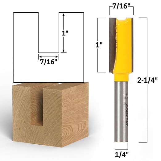 YONICO Straight Router Bits 7/16-Inch Diameter X 1-Inch Height 1/4-Inch Shank - Image 2