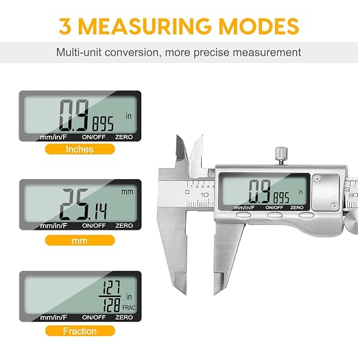 Digital Caliper, Sangabery 6 inch Stainless Steel Caliper Measuring Tool - Image 2