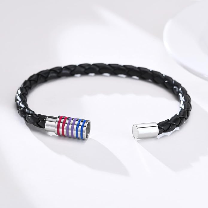Nanafast Titanium Stainless Steel Rainbow LGBT Pride Bracelet Handmade Braided - Image 5