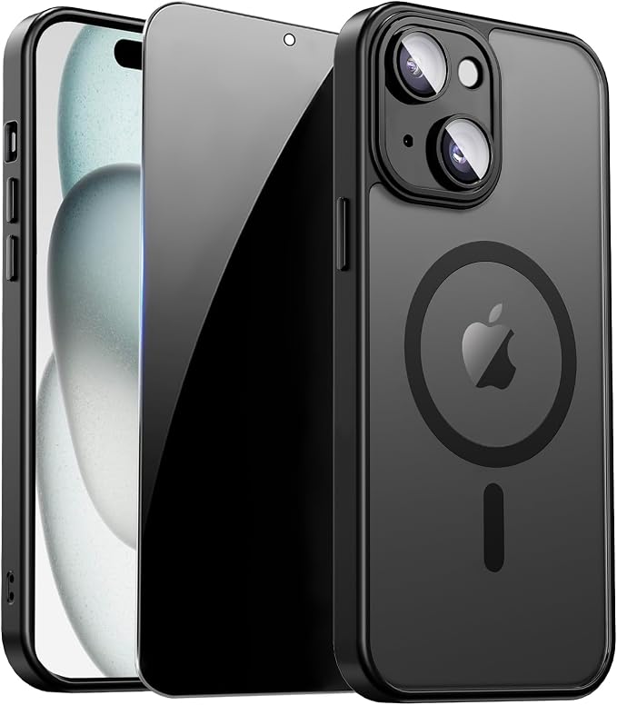 for iPhone 15 Case with Privacy Screen Protector and Camera Protection by ZOZDOKG