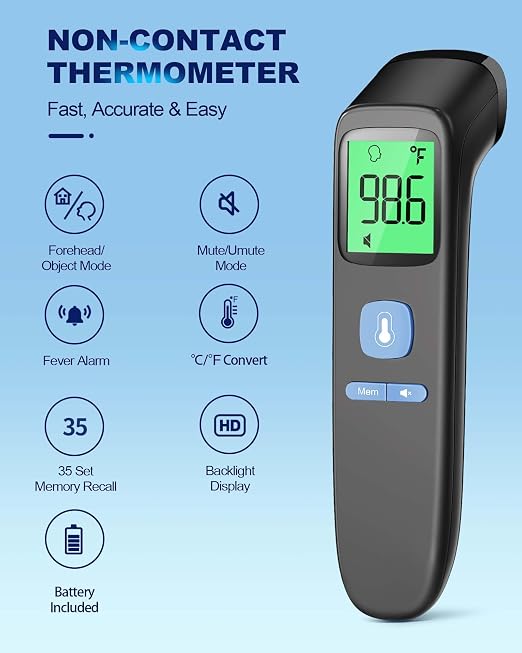 No-Touch Forehead Thermometer for Adults, Infrared Digital Baby Thermometer for - Image 2