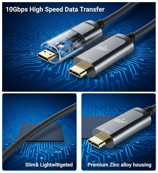 Fiber Optic USB A to USB C Cable 33ft, 10Gbps Active Optical Long-Distance - Image 2