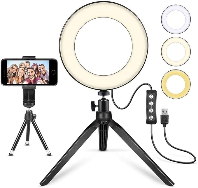 LED Ring Light 6" with Tripod Stand by MACTREM