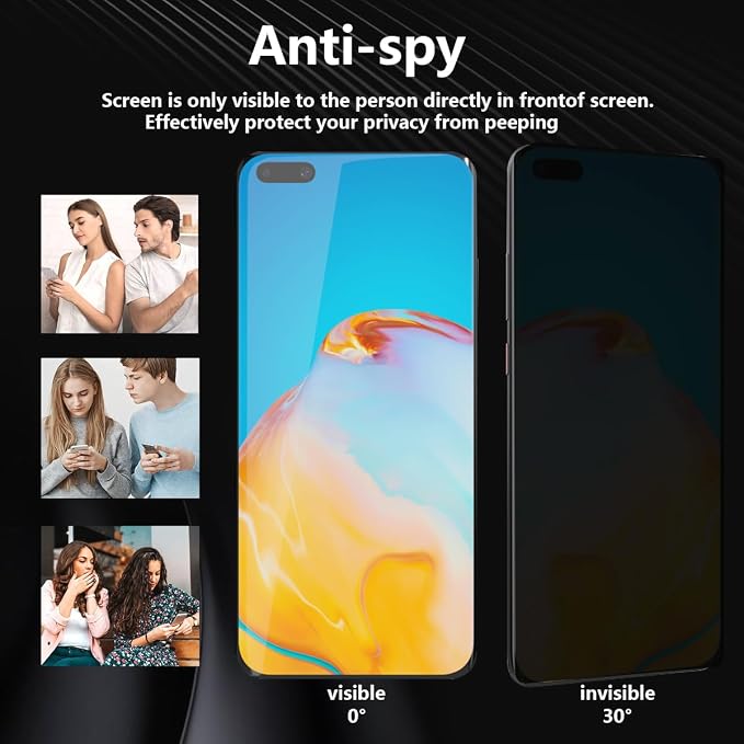 2 Pack Privacy Tempered Glass for Huawei P40 Pro 5G Screen Protector, 9H - Image 4