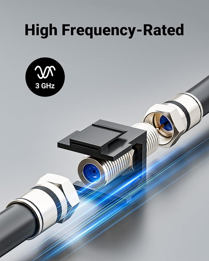 VCE Coax Keystone Jack Insert, 3GHz Nickel-Plated and Black Coaxial Cable - Image 2