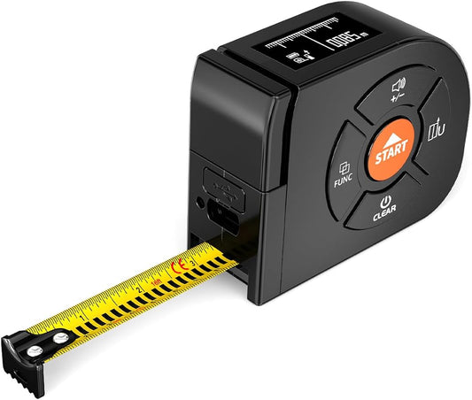 Laser Tape Measure 3-in-1, 196ft/60m Laser Distance Meter, 16ft/5m Digital Tape by Professionalelectriciantools