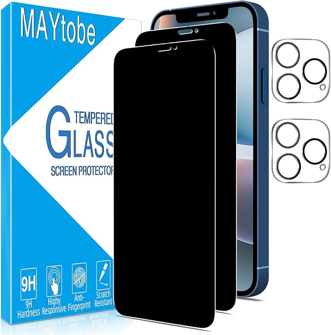 MAYtobe [2+2 Pack Designed for iPhone 12 Pro Privacy Screen Protector, Privacy by MAYtobe