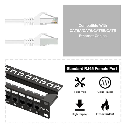 iwillink 10Gbps Cat6A Patch Panel 24 Port, Keystone Patch Panel UTP 19-Inch - Image 5