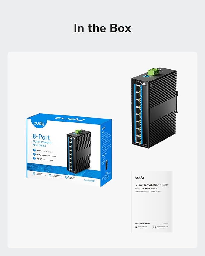 Cudy 8 Port Gigabit PoE Industrial Network Switch, 802.3 at/af PoE, DIN-Rail - Image 8