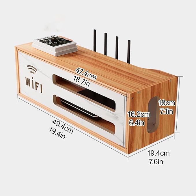 Wall Mount WiFi Router Box, WiFi Router Storage Cabinet, Power Strip and Cable - Image 2
