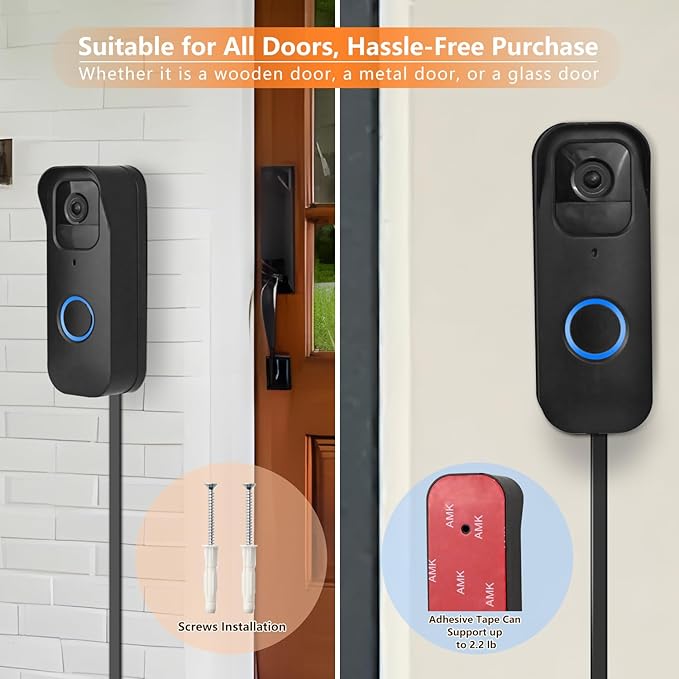 2in1 Power Cable with Adapter & Adhesive Doorbell Mount Compatible with Blink - Image 3