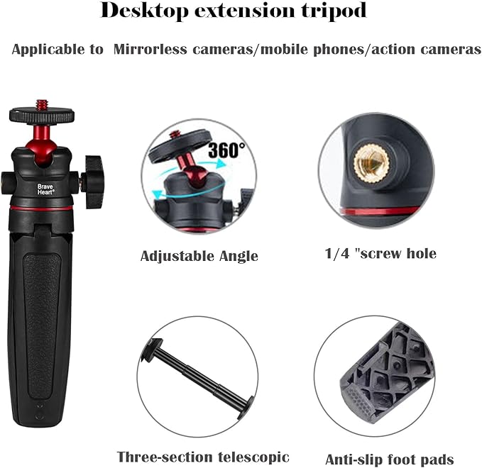 Black Mini Tripod Phone Stand - Image 5