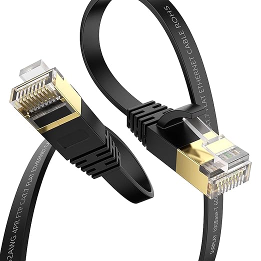 Cat7 3FT-5Pack Ethernet Cable Flat-Black-10Gbps High Speed Ultra Slim Network - Image 2