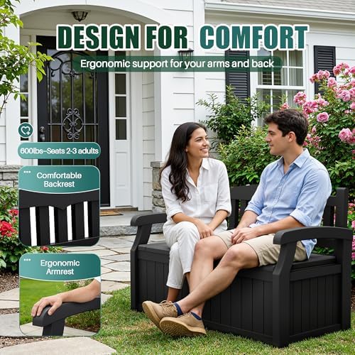 Devoko 80 Gallon Storage Bench Deck Box Waterproof&Lockable - Image 3