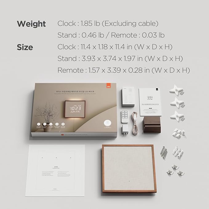 mooas Wooden Frame LED Silent Wall Clock - Image 9