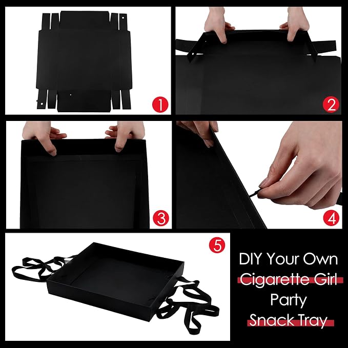 Junkin 2 Pcs Snack Trays with Strap Wearable Party Serving Tray Foldable - Image 3