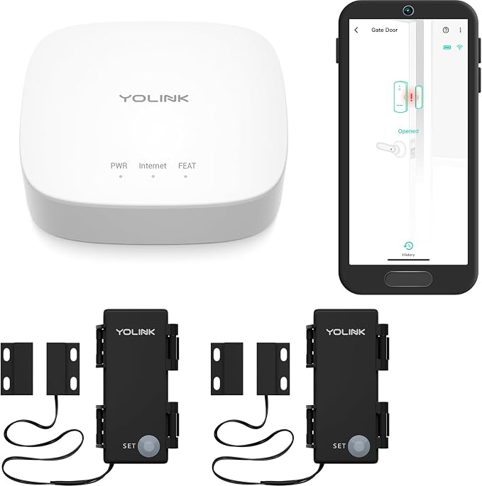 YoLink LoRa Smart Outdoor Contact Sensor & Hub Starter Kit: Hub, Gate & Shed by YoLink