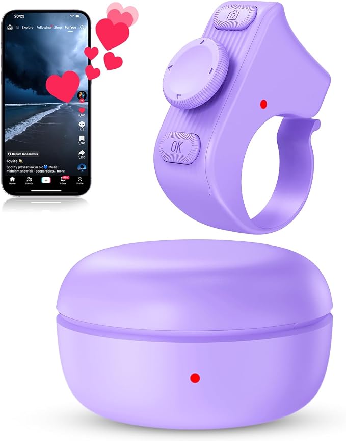 TikTok Scrolling Ring Remote Control, Camera Shutter Remote, Wireless Bluetooth by duskeep