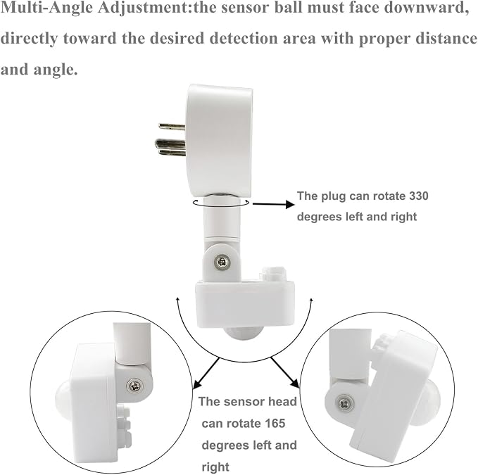 Motion Sensor Switch Indoor Plug in Motion Sensor Light Sockets Adjustable - Image 2