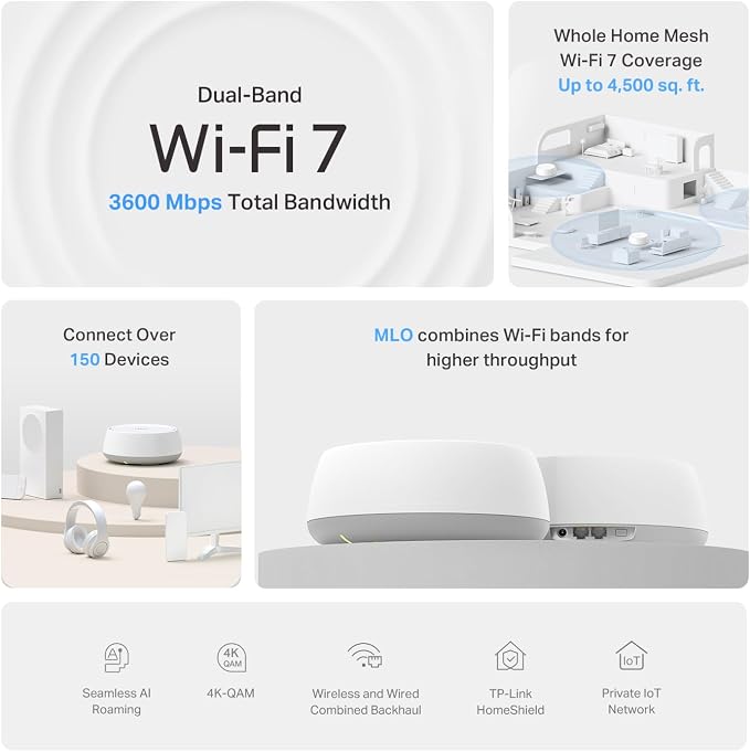 TP-Link Deco 7 BE23 Dual-Band BE3600 WiFi 7 Mesh Wi-Fi System | 4-Stream 3.6 - Image 3