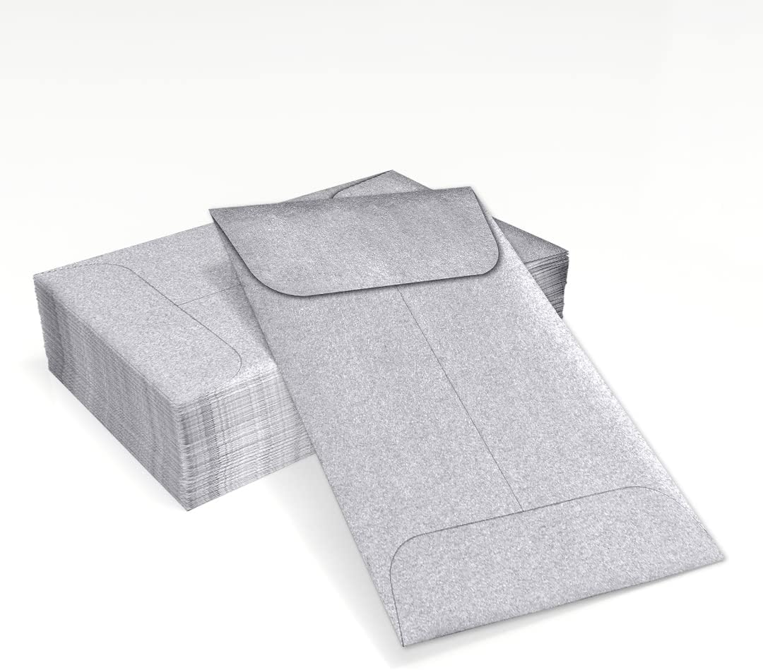 LUXPaper #1 Coin Envelopes | 2 1/4" x 3 1/2" | Silver Metallic | 80lb. Text | 250 Qty