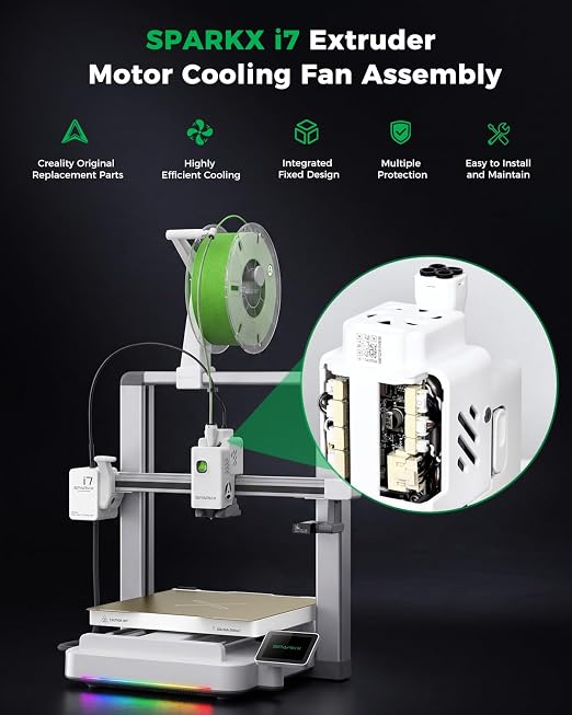 Creality Official SPARKX i7 Extruder Motor Cooling Fan Assembly, Original i7 - Image 2